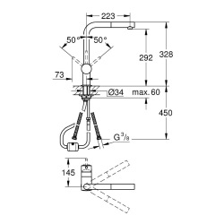 Minta Mitigeur de cuisine avec rotation 360° et douchette, Chrome (32168000)