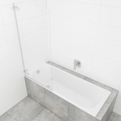  150x80 cm TGD NEW Pare-baignoire pivotant en verre, orientation gauche et droite, chrome (SATTGVZO150CRT)