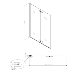  150x105 cm SK Pare-baignoire en verre 2 volets pliants, orientation gauche et droite, noir (SATVZSKNEW105C)