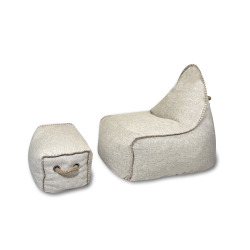 Fauteuil poire intérieur & extérieur avec repose pieds 90x60x85/45x60x35 cm SANS billes Beige (BSUN9080-2)