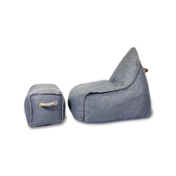 Fauteuil poire intérieur & extérieur avec repose pieds 90x60x85/45x60x35 cm SANS billes Gris foncé (BSUN9080-3)