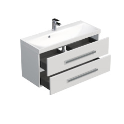 Meuble de salle de bain avec vasque Naturel Cube Way 100x40 cm blanc brillant (CUBE2100ZBL)