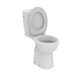 Ulysse+ WC à poser PMR avec bride et kit de fixation au sol + abattant thermodur et charnières inox, blanc (P014901)