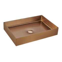  Timeless Vasque à poser en Acier inoxydable 304, 55x38x11cm sans trop-plein + Bonde, Cuivre brossé PVD