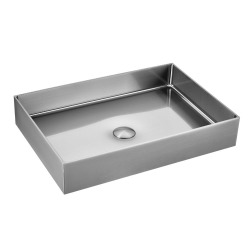 Timeless Vasque à poser en Acier inoxydable 304, 55x38x11cm sans trop-plein + Bonde, Chrome brossé