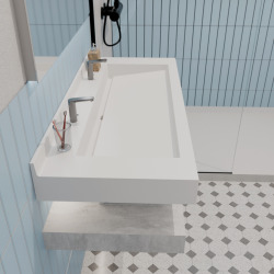 Ultra plan vasque collectif autoportant 1200 x 520 x 100 mm, en Solid Surface, PMR, blanc mat (ULTRA-1200)