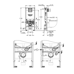 Rapid SLX Set WC 3 en 1, hauteur d'installation 1,13m, chrome (G39603000)