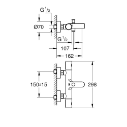 Grohtherm 800 Cosmopolitan mitigeur thermostatique bain/douche 1/2″, chrome (G34766000)  Grohtherm 800 Cosmopolitan mitigeur thermostatique bain/douche 1/2″, chrome (G34766000)