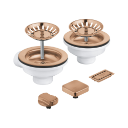 Kit d'évacuation avec excentreur pour éviers à 2 cuves, cuivre (G40998DL0)