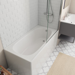 140x70 cm Ensemble baignoire Riga universelle + Pare baignoire pivotant chrome + pieds (A140-SETP)