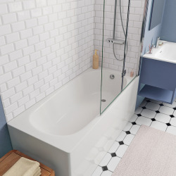 160x70 cm Ensemble baignoire Opal Plus universelle +Pare baignoire pliable, 2 volets chrome + pieds (XWP1260000-SETP2)