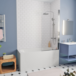 Swiss Aqua Technologies By Kaldewei 150x70 cm Ensemble baignoire Vivien universelle + Pare baignoire pivotant chrome + pieds (SATVIVI150-SETP1)