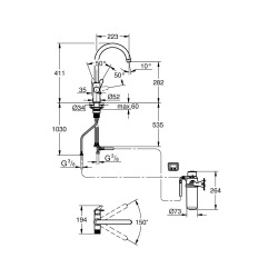 GROHE Blue Pure StartCurve Kit de démarrage avec filtre charbon compact, chrome (G30593000)