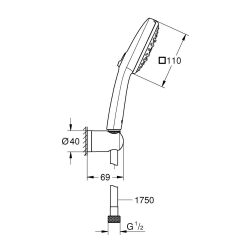  Vitalio Comfort 110 set de douche avec support mural + Douchette 3 jets, chrome (G26176001)