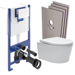 Pack WC bâti-support + WC SAT sans bride + Abattant softclose + Plaque blanche + Set d'habillage