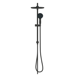 Colonne de douche avec inverseur manuel + Douche de tête 2 jets + Douchette 2 jets, noir mat (G266802431)