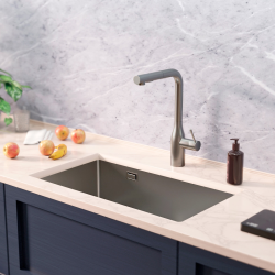 Timeless Évier de cuisine sous plan en inox 304, 68x45x21 cm, Gun Metal brossé PVD  Timeless Évier de cuisine sous plan en inox 304, 68x45x21 cm, Gun Metal brossé PVD