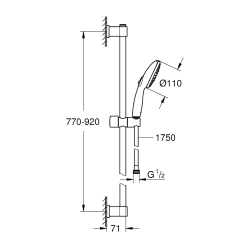  Vitalio Start 110 Set de douche avec barre 90 cm + Douchette 3 jets, chrome (G26956001)