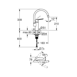  Start mitigeur monocommande évier bec en C, noir mat (G304692430)