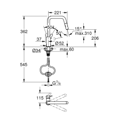  Start mitigeur monocommande évier avec douchette 2 jets, noir mat (G306312430)