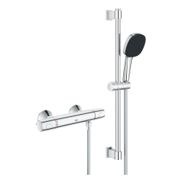 Precision Trend Set de douche avec mitigeur thermostatique 1/2" + Douchette 3 jets + Barre 60 cm, chrome (G34237003)