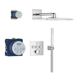 Precision SmartControl Set de douche encastrée façade thermostatique + Douche de tête 2 jets + Douchette, chrome (G34875000)