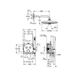  Precision SmartControl Set de douche encastrée avec façade thermostatique + Douche de tête + Douchette, chrome (G34878000)