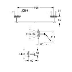  Start Cube set d'accessoires salle de bain 3 en 1 en métal avec fixations cachées , noir mat (G411242430)