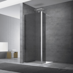Swiss Aqua Technologies Walk-in 100x200cm Paroi en verre fumé 8 mm anticalcaire, avec bras et profilés noir mat (SATBWI100KSPRC)