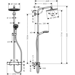Showerpipe Crometta S 240 Colonne de douche 1jet avec mitigeur thermostatique EcoSmart