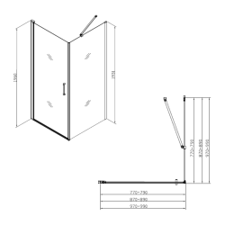 Swiss Aqua Technologies Fusion ensemble porte pivotante /paroi 90x100cm anticalcaire avec profilés noir mat (SATFUD90S100C)