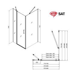 Swiss Aqua Technologies Fusion ensemble porte pivotante /paroi 80x90cm anticalcaire avec profilés noir mat (SATFUDP80S90C)