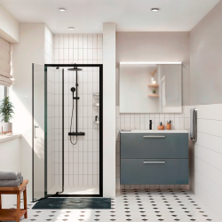  Zenith Porte de douche 100x195cm pivotante anticalcaire avec profilés Noir mat (CERAHZ100B)