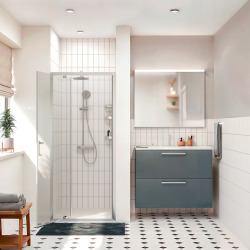 Zenith Porte de douche 80x195cm pivotante anticalcaire avec profilés Chrome brillant (CERAHZ80C)