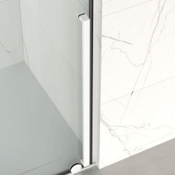  X-MOTION 120x200cm Paroi en verre coulissante Crystal Glass® 8 mm anticalcaire, avec bras et profilés Blanc (SATBWIXM120B)