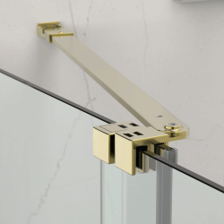 X-MOTION 120x200cm Paroi en verre coulissante Crystal Glass® 8 mm anticalcaire, avec bras et profilés Or brillant (SATBWIXM120Z)