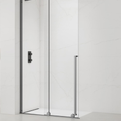 X-MOTION 110x200cm Paroi en verre coulissante Crystal Glass® 8 mm anticalcaire, avec bras et profilés Gun métal (SATBWIXM110GM)