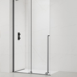  X-MOTION 140x200cm Paroi en verre coulissante Crystal Glass® 8 mm anticalcaire, avec bras et profilés Gun métal (SATBWIXM140GM)