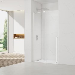 X-MOTION Porte de douche 120x200cm Coulissante, anticalcaire avec profilé blanc (SATBWIXM120NIKAB)