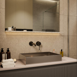 Ceramia Timeless Vasque à poser en Acier inoxydable 304, 55x38x11cm sans trop-plein + Bonde, Chrome brossé