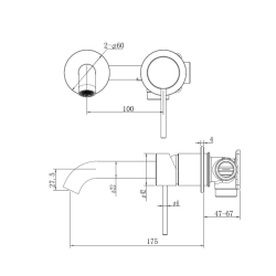  Aurum mitigeur lavabo encastré à levier avec corps d'encastrement, noir mat (SATBAUR101C)