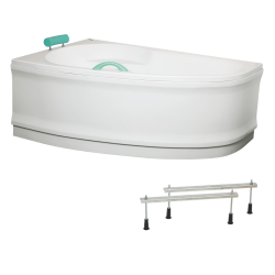 Siko 160x100 cm Laguna Fortuna Plus baignoire d&apos;angle en acrylique, gauche + tablier 160 cm + pieds, blanc (FO1600LPLUS-SET1)