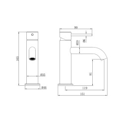 Aurum mitigeur de lavabo 16,5 cm, à levier, sans vidage, noir mat SATBAUR271C avec une garantie de 5 ans