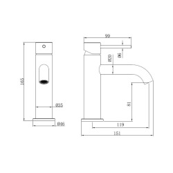 Aurum mitigeur de lavabo 16,5 cm, à levier, sans vidage, chrome brillant SATBAUR271CR avec une garantie de 5 ans