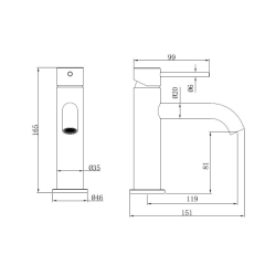 Aurum mitigeur lavabo sur pied 16,5 cm, à levier, sans vidage, chrome brillant (SATBAUR271CR)