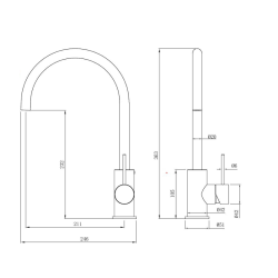 Aurum mitigeur évier sur pied 36,3 cm avec bras pivotant, or brossé (SATBAUR280BG)