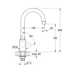 BauLoop robinet évier eau froide à levier en métal 1/2" avec bec pivotant, chrome (G31222000)