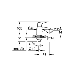  Start Flow robinet monofluide lave-mains taille XS, chrome (G20577000)
