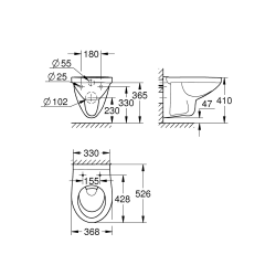  Bau Ceramic cuvette WC suspendue sans abattant, blanc (G39491000)