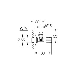 Robinet d'arrêt équerre 1/2″, or (22037GN0)
